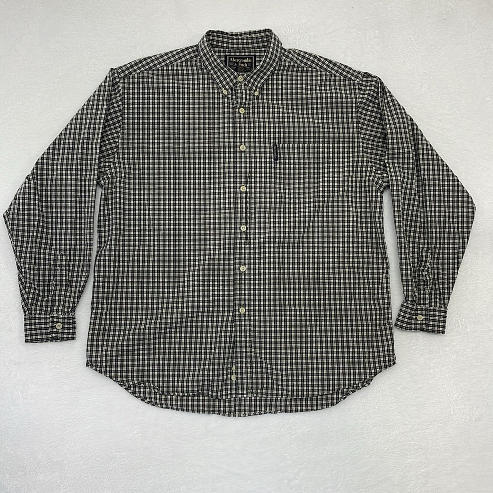 Abercrombie & Fitch Black and White Check Button-Down Shirt